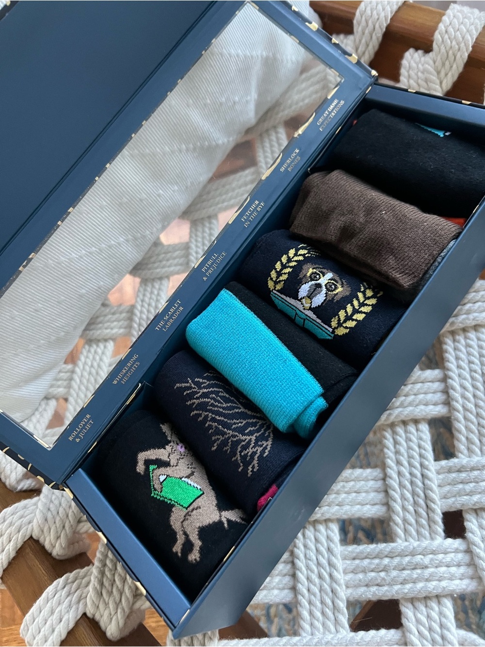 Neiman Marcus Men's Crew Socks Gift Box - Black, Teal, Brown